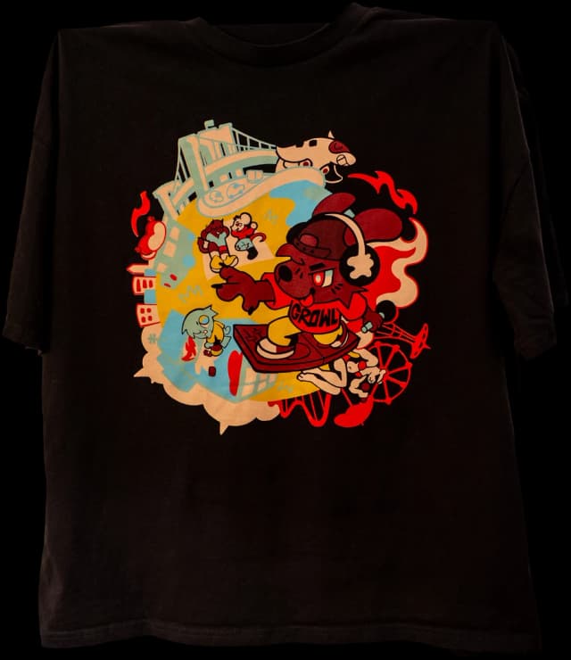Growl NYC t-shirt with a DJ dog print